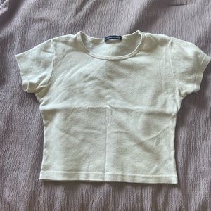 brandy melville cream eyelet heart top